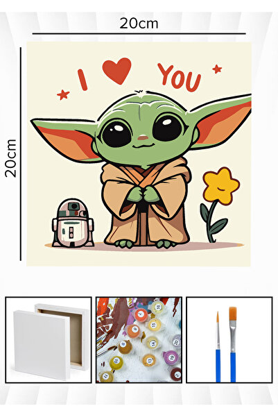 Corvo Sayılarla Boyama 20x20Cm Tuval Seti Fırça Boya Dahil Çıtaya Gerili - BA...