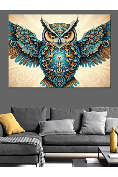 Tablo Mega Mozaik Desenli Baykuş Figür Dekoratif Kanvas - Mdf Ahşap Tablo