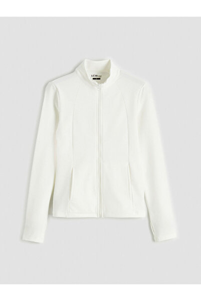 LC Waikiki KOOR SPORT Beyaz Dik Yaka Kadın Fermuarlı Sweatshirt