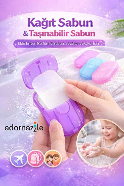 adornazzle Kağıt Sabun, Taşınabilir Sabun, Mini Seyahat Sabunu, Elde Eriyen P...