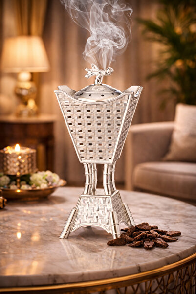 Dania A luxurious silver-colored metal incense burner – an elegant heritage d...