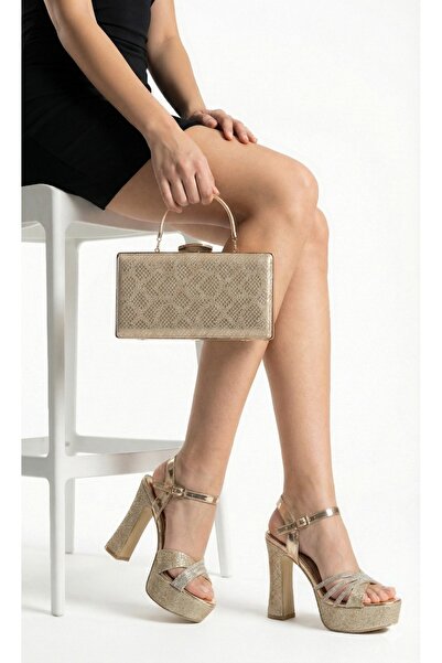 Akçetin Moda Women's 3-Row Stone-Embellished Platform Evening Dress Shoes and...