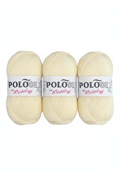 Polosu My Kristal Lif El Örgü İpi No:102 KREM (3'lü Avantaj Paket)