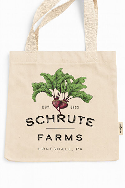 Tee&more. The Office Schrute Farms Printed Canvas Tote Bag with Velcro and In...