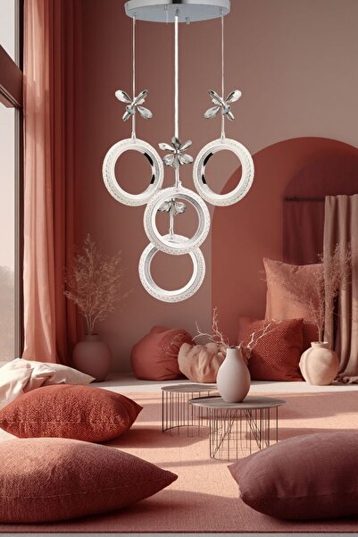 Harnelli 3 Renk Yanabilen 4 Lü Sarkıt Modern Ledli Avize