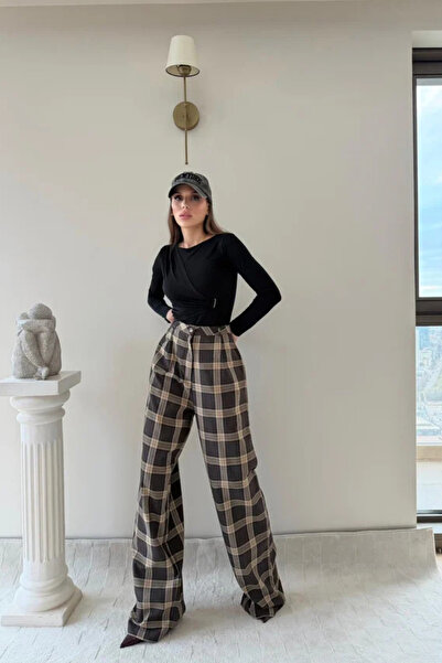 Sorridi Plaid Patterned Palazzo Trousers