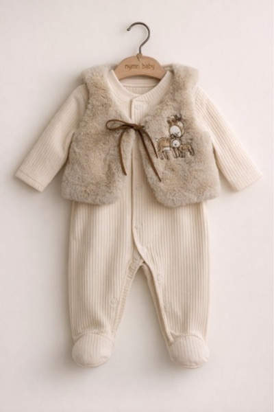 Bebelul ByMurat baby vest jumpsuit with deer embroidery and fluffy material, ...