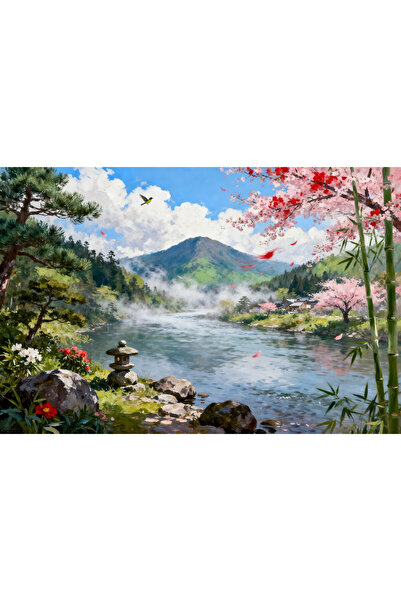 VeliumCraft Canvas Painting Landscape in Japan 28, 120x80 cm, nature, flowers...