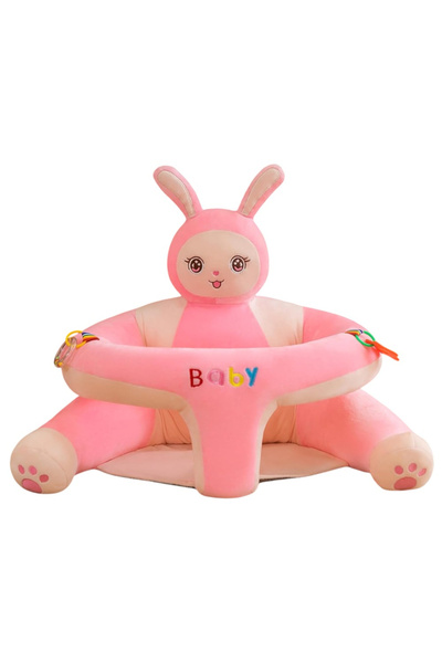 Krista Scaun înalt de pluș pentru bebeluși cu animale de companie, Iepuraș roz
