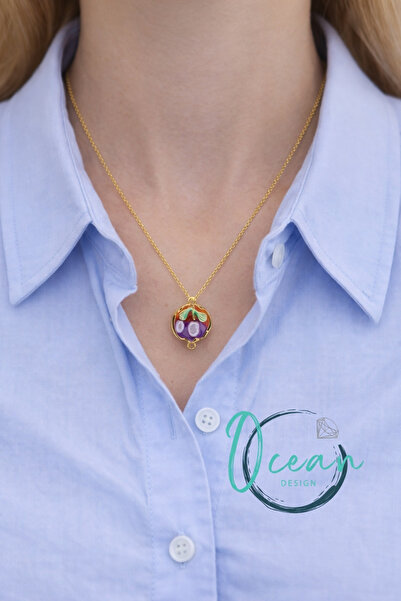 OceanDesign قلادة نسائية من الفولاذ المقاوم للصدأ على شكل عنب بطول 45 سم |   ...