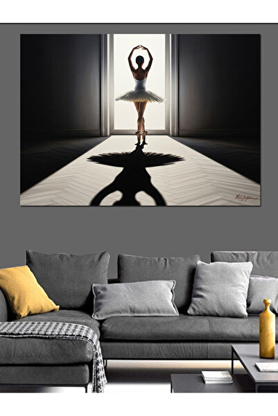 Artmeg Pânză decorativă alb-negru Ballerina - Masă din lemn MDF