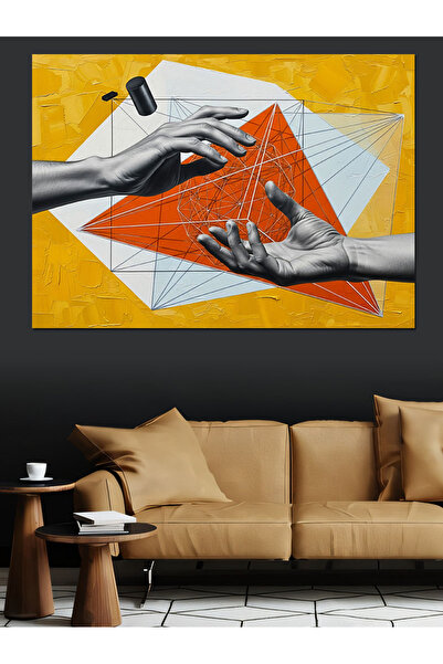 Artmeg Pânză decorativă cu artă abstractă geometrică - Tablou din lemn MDF