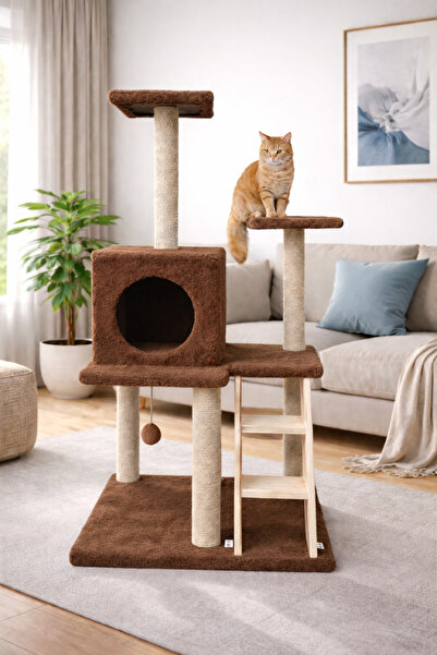 Catoys Merdivenli Tırmalama Ve Oyun Evi (Kahverengi)