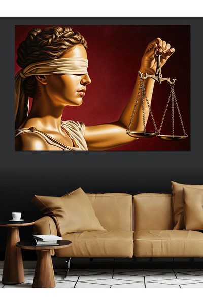 Artmeg Statuia Justitiei Figura Femeii Pânză Decorativă - Tablou din Lemn MDF
