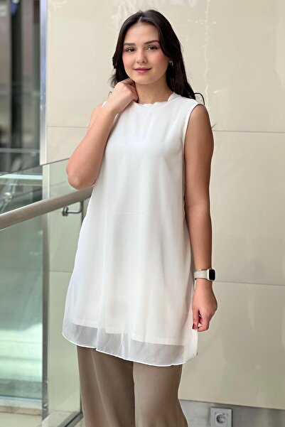 Mahal Chiffon Front Sleeveless Undergarment Tunic