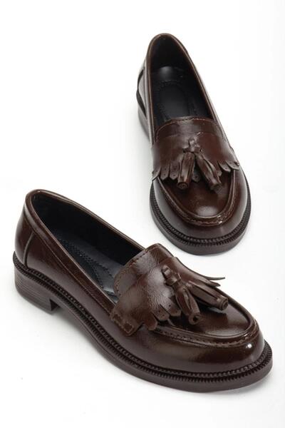 asmi shoes Pantofi casual de damă Ariya din piele lacuită maro