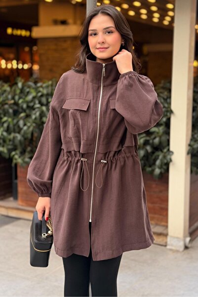 Mahal Front Zippered Waist Drawstring Double Pocket Cap