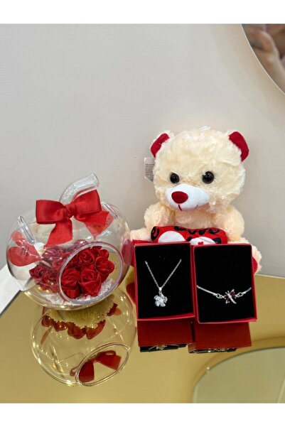 SUMMER GIFT SEVGİLİYE ÖZEL KONSEPT TERARYUM HEDİYE-GÜL BUKETİ - ÇELİK KOLYE V...