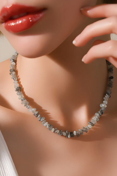 NBS Beautiful Naturel Stones Labradorite Women's Stylish Necklace Natural Sto...