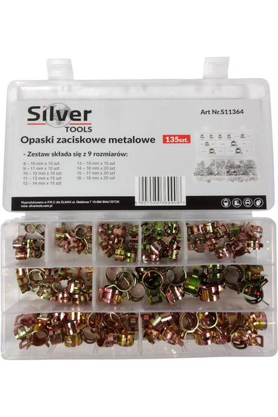 SilverTools Set cleme de cablu autoblocante, SilverTools, 135 piese, S11364