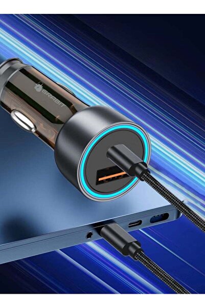 Grabit Fast Car Charger – 30W Type-C & 22.5W USB-A, Compact & Safe with 1m Ty...