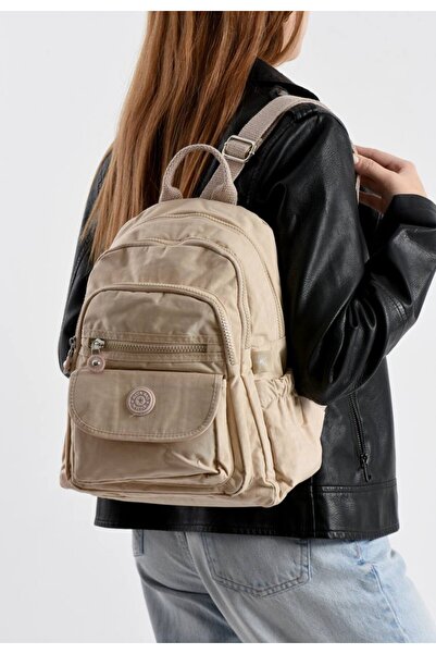 eflanmoda Multi-Compartment Women's Backpack Made of Crinkle Fabric Dimension...