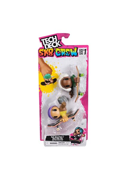 SPIN MASTERR Pachet Tech Dec Sk8 Crew, 2 seturi, placă și figurină, 9,6 cm, c...