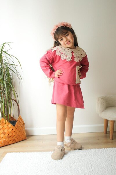 Pantulux Set dublu pentru fete, fustă și bluză, 100% bumbac, 3-10 ani-JLB-039