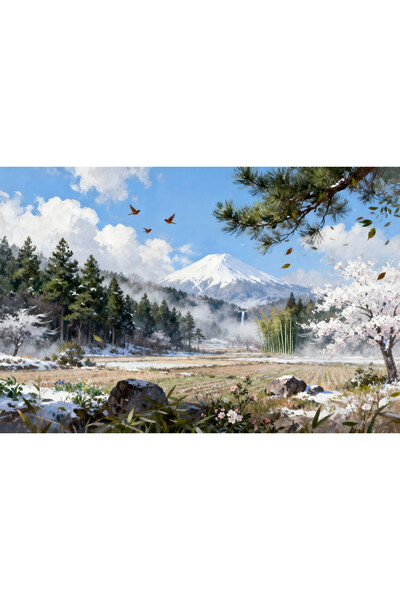 VeliumCraft Tablou Canvas Peisaj in Japonia 6, 70x50 cm, natura, flori, lac, ...