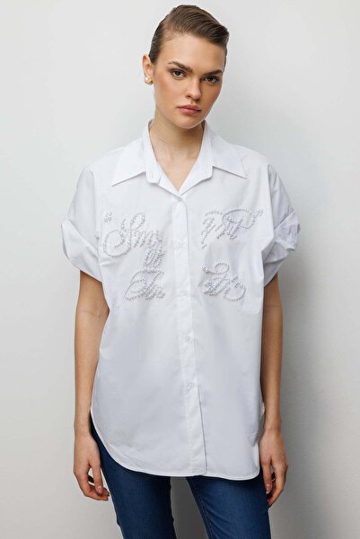 Ekol Бавовняна сорочка з вишитим бавовняним рукавом