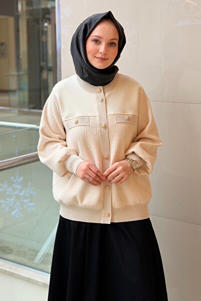 Ghisa Self Patterned Ribbed Cardigan