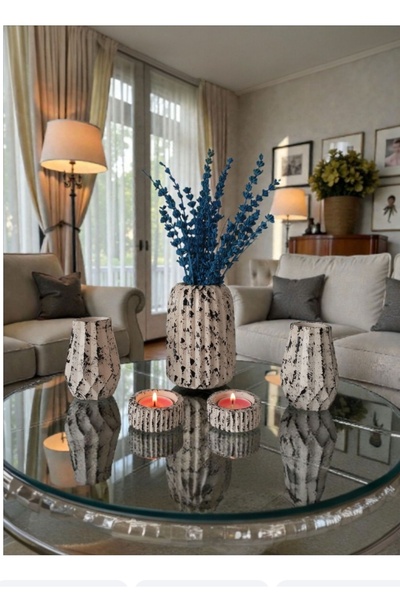 The Motellas 5 Parça Modern Dekoratif Vazo & Mumluk Seti | Büyük Boy Salon & ...