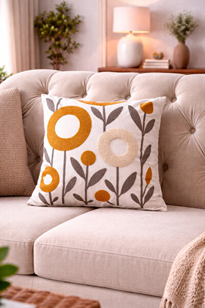 Gizo Home غطاء وسادة مزخرف بنمط التطريز البوهيمي المطبوع رقميًا بتقنية 5D، قط...