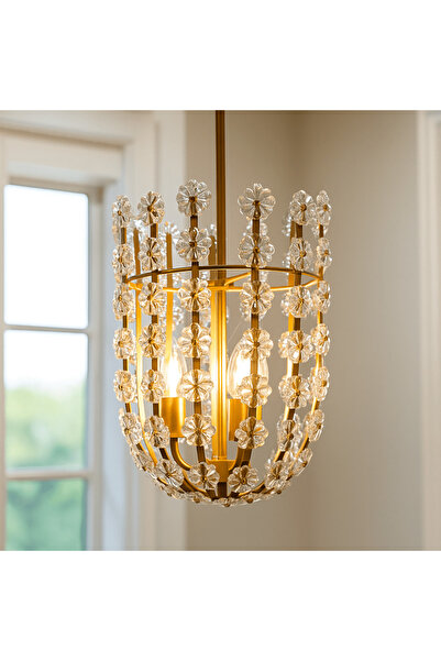 Sagebrook Home CLEAR GLASS 3 LIGHT FLOWER CHANDELIER