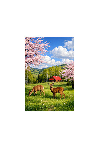 VeliumCraft Canvas Painting Ideal Cabin 73, 70 x 50 cm, nature, landscape, pa...