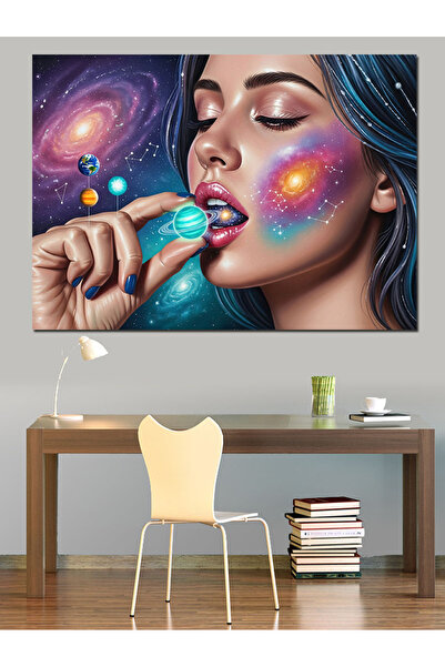 Artmeg Planete și Pânză Decorativă Femeie - Lemn MDF