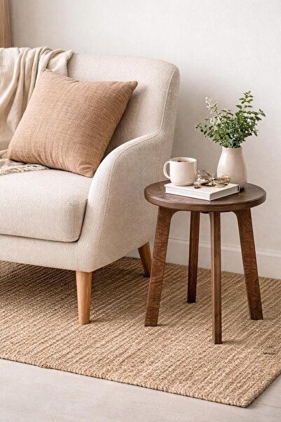 AZM DESİGN Ahşap Tabure | Berjer Yanı Yan Sehpa | Minimal Tasarım | Dayanıklı...