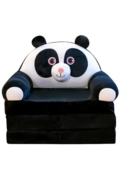 Krista Fotoliu extensibil din pluș și 3 farfurii de burete Ursuleț Panda Alb-...