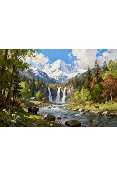 VeliumCraft Tablou Canvas Cabana ideala 53, 90 x 60 cm, natura, peisaj, stil ...