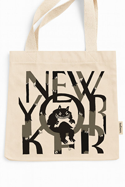 Tee&more. The New Yorker Special Edition Printed Canvas Tote Bag with Velcro ...