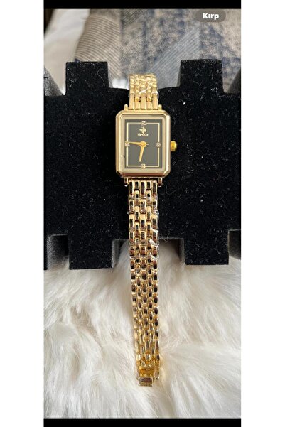 SPOLO GOLD RENK SİYAH RENK ZİRKON TAŞLI KARE EKRAN KOL SAATİ
