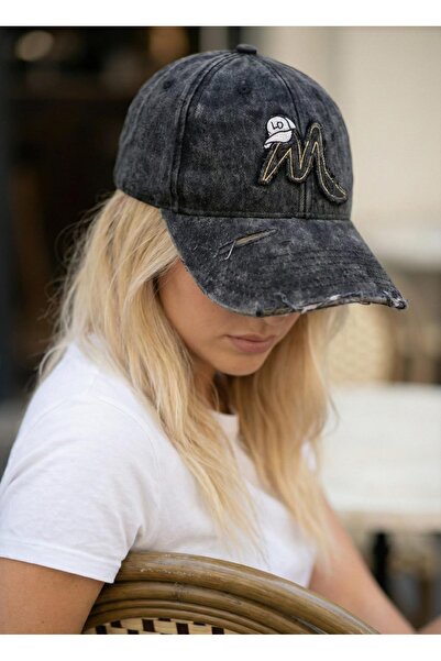 LAGRANZE Unisex Vintage M Logo Baseball Şapka – Eskitme Detaylı