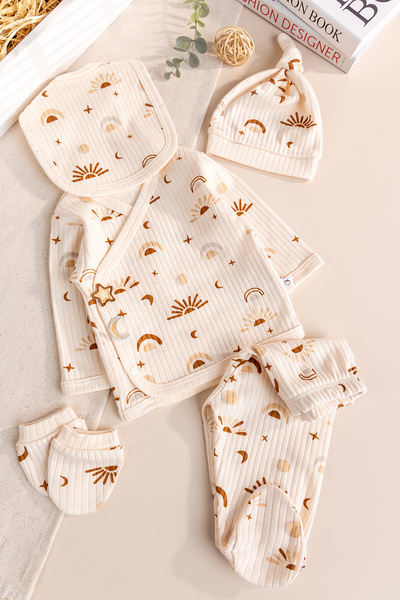 Babymod Sun Patterned 100% Cotton 5-Piece Baby Girl and Boy Hospital Release ...