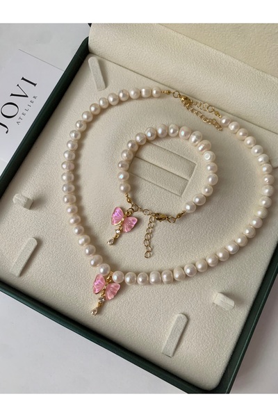 JOVİ ATELİER 40cm - Sertifikalı Doğal Kolye ve Bileklik Set - 40cm 7cm Uzatma