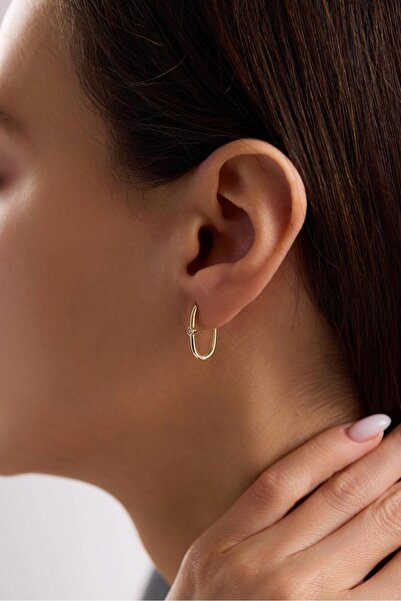 Arpaş 14 Ayar Taşlı Halka Altın Küpe