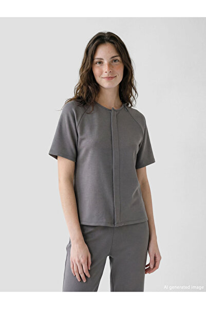 LC Waikiki Γυναικείο μπλουζάκι LCW Limitless σε ανθρακί χρώμα, εύκολο στη χρή...