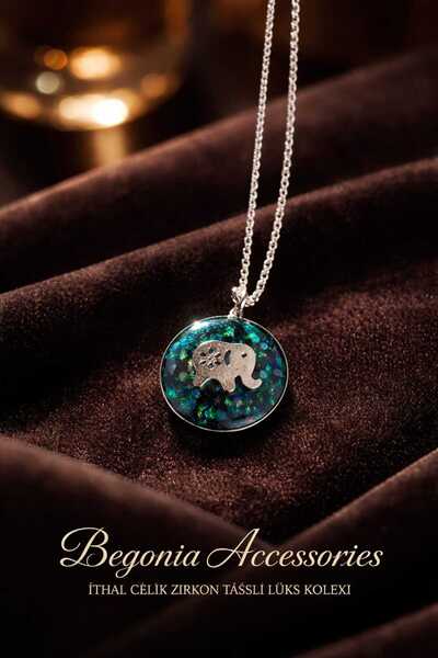 Öte Beri Hayallerin Ötesi Imported Steel Pendant Chain Set with Figured Zirco...