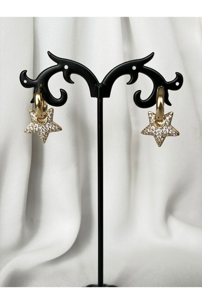 XUPING JEWELRY Gold Hoop Earrings with Star Dangle