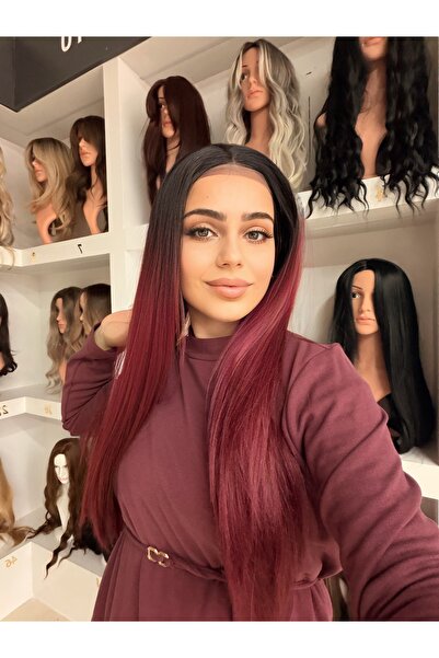 favorim peruk Luxury yeni sezon siyah kızıl tül peruk