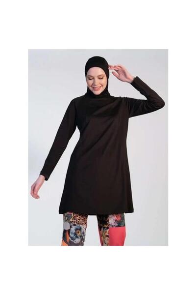 Mayovera Siyah Spor Düz Tek Kapalı Mayo Üstü